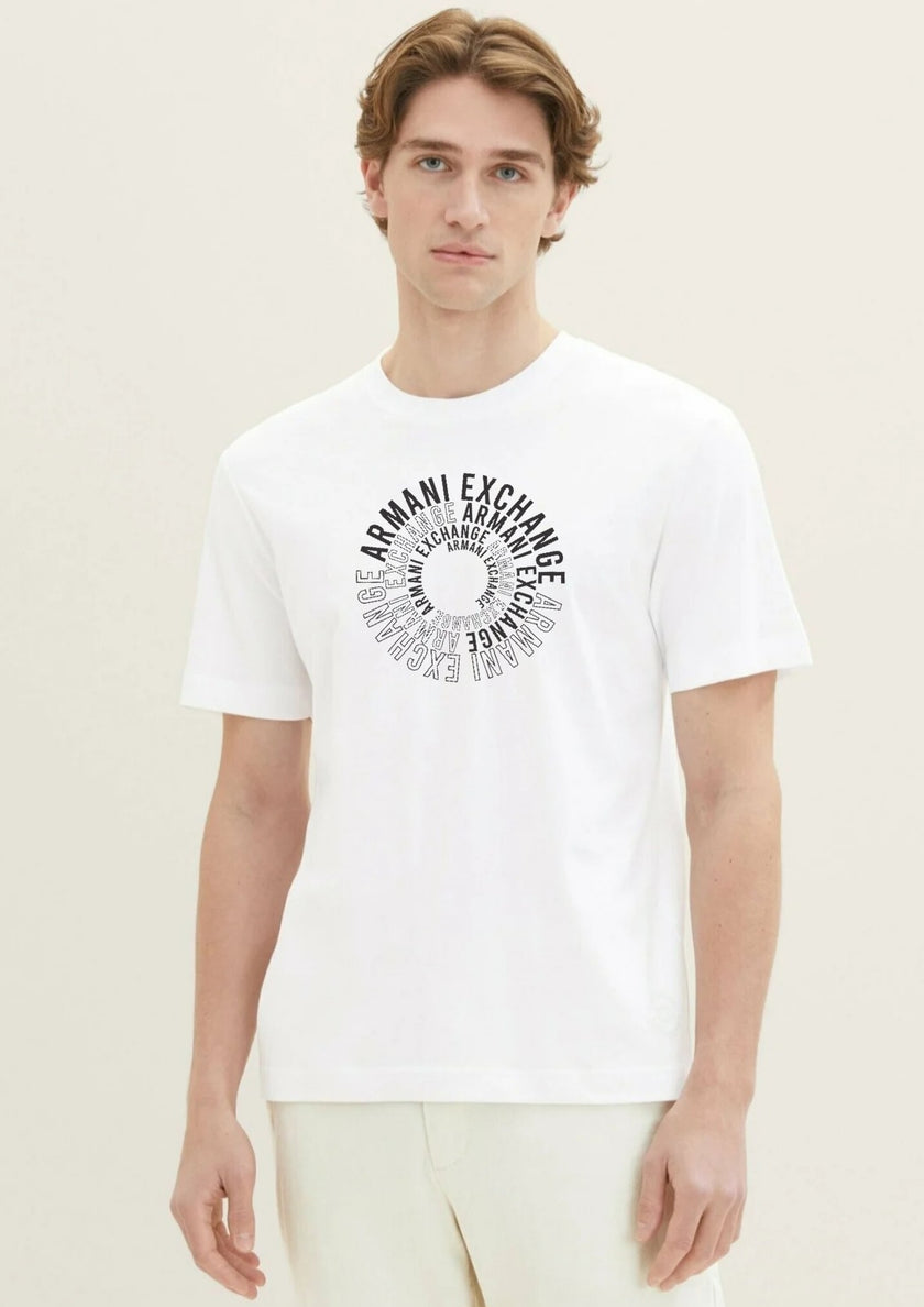 Armani Exchange Swirl Logo Tee - White - Brand Store
