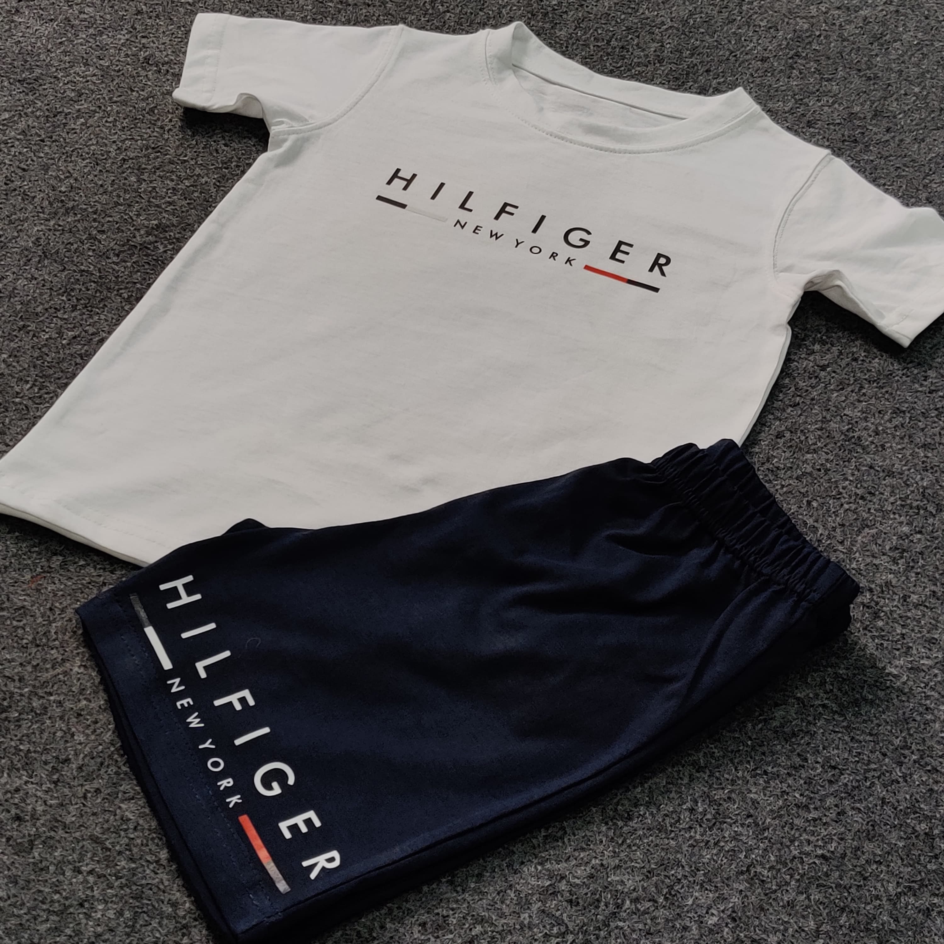 Kids Hilifiger Signature Short Set - White/Navy - Brand Store