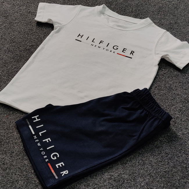 Kids Hilifiger Signature Short Set - White/Navy - Brand Store