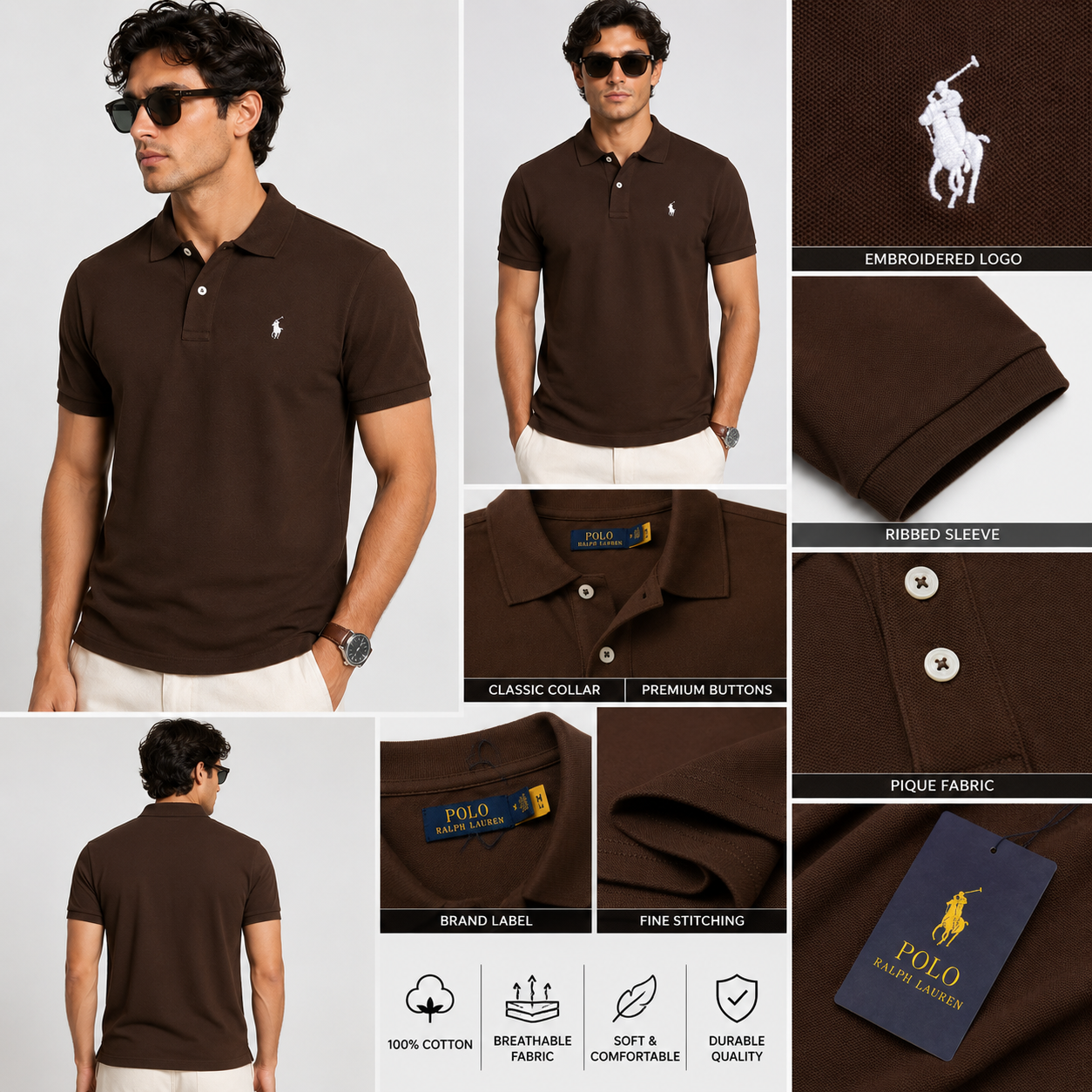 Polo Pique Brown Shirt