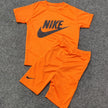 Nikee Center Logo Boys Short Tee Set - Orange - Brand Store