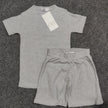 Zara Kids Waffle Knit Shorts-Tee Set - Heather Gray - Brand Store