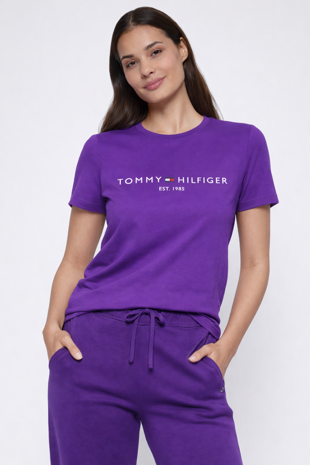 Tommy EST 1985 Basic Tee - Purple