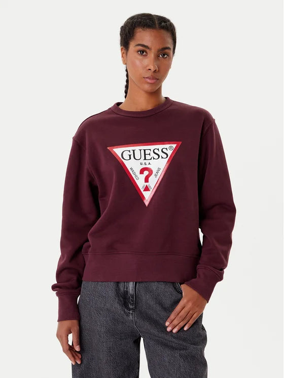 Guess Womens Sweatshirt - Burgundy