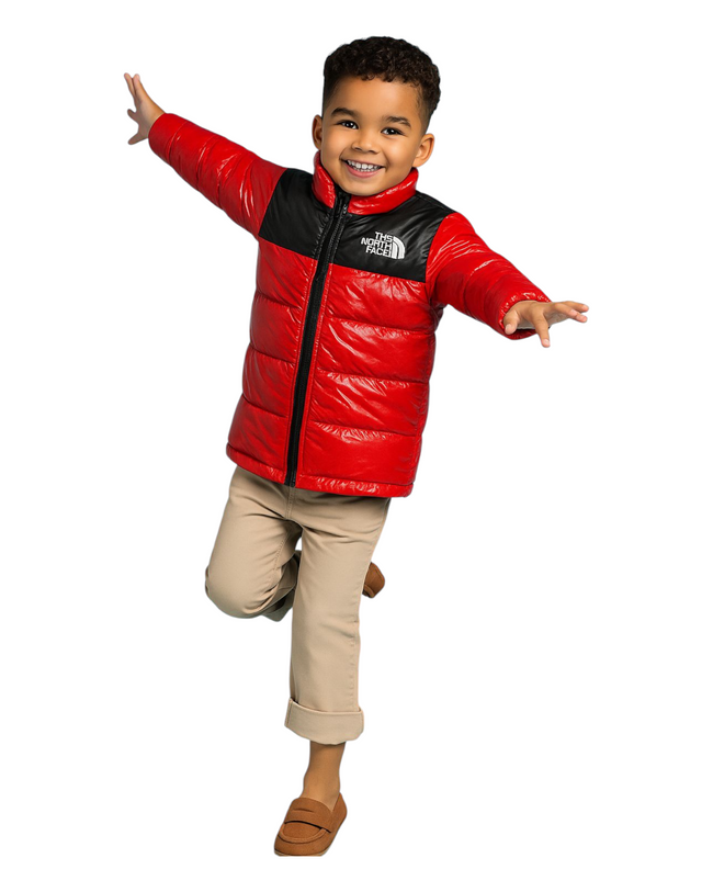 TNF Full Sleeves Kids Puffer - Chillie Red
