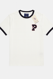 USPA Embroidered Logo Contrast Sleeves Tee - White