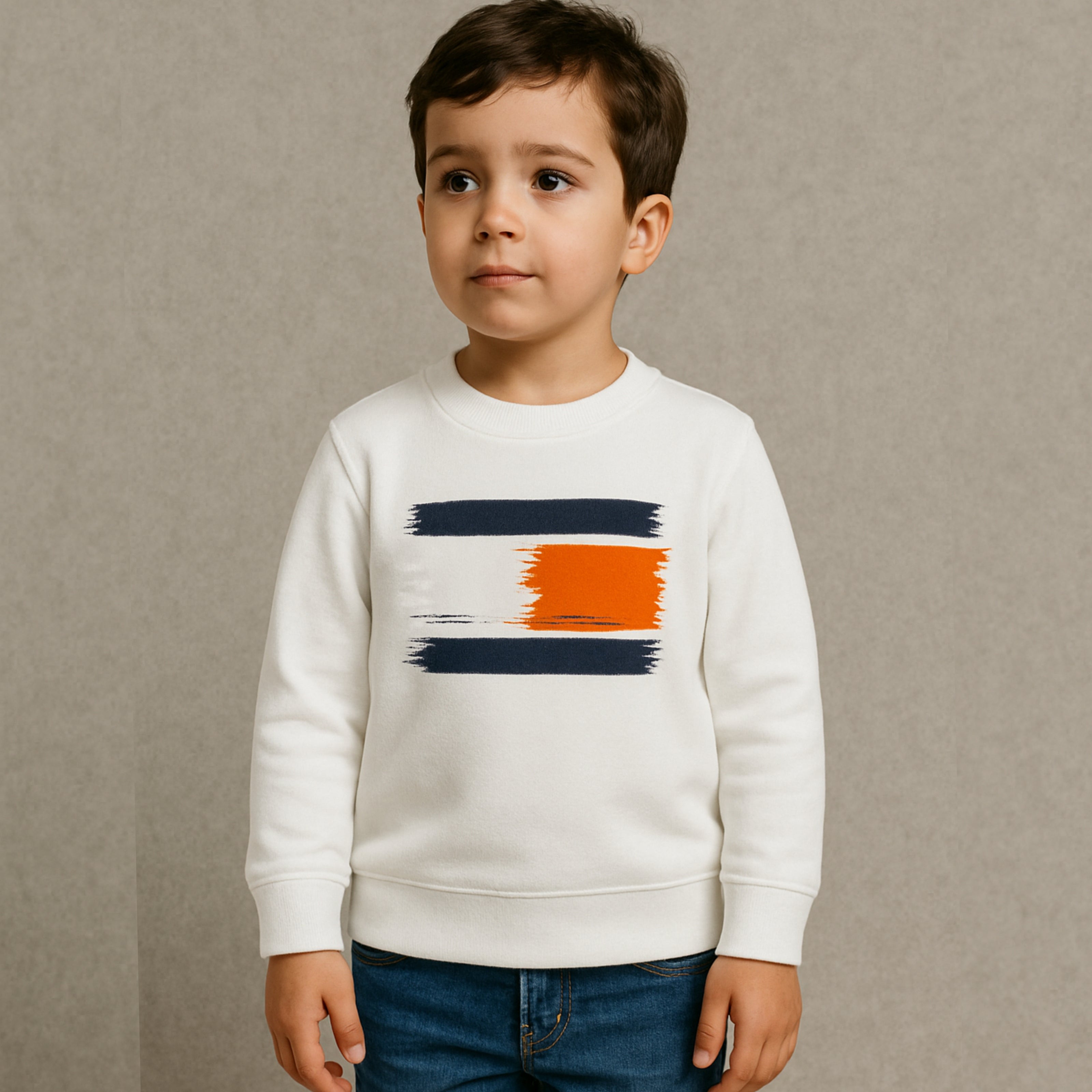 Tommy Flag Print Logo Sweatshirt - White