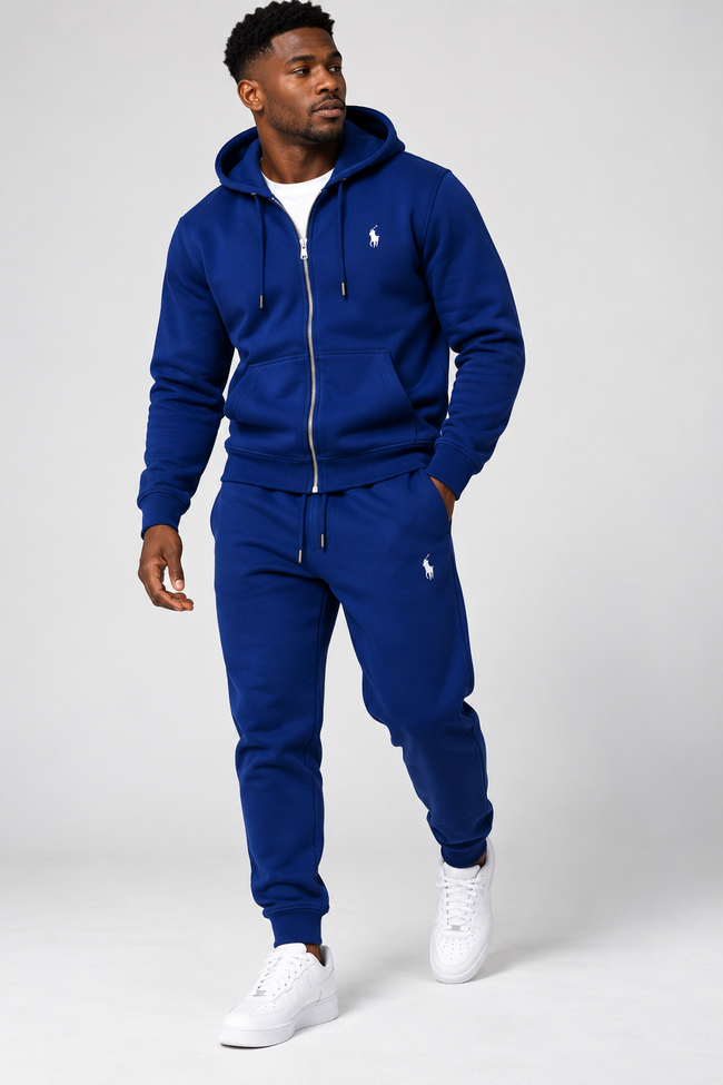 Polo Zipper Hood Tracksuit - Royal Blue