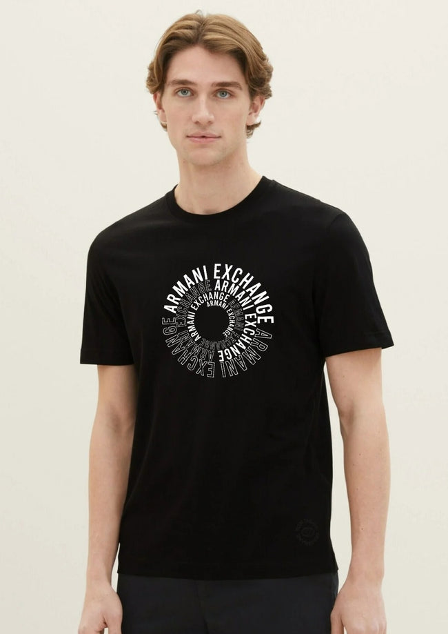 Armani Exchange Swirl Logo Tee - Black - Brand Store