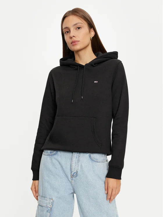 Tommy Flag Logo Women's Pullover Hoodie - Black