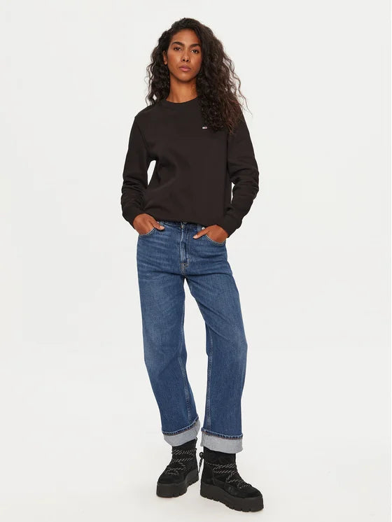 Tommy Flag Logo Women Sweatshirt - Black