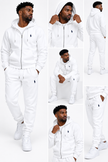 Polo Zipper Hood Tracksuit - White