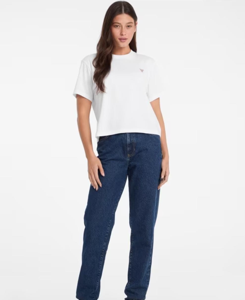 Guess Chest Logo Tee - White - Brand Store