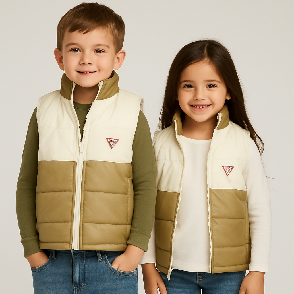 Guess Kids Puffer Gillet -  White/Gold