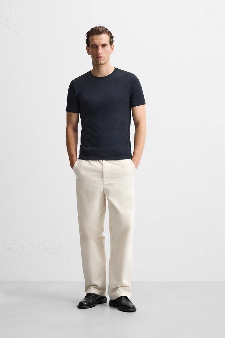 Zara Basic Cotton Tee - Navy - Brand Store