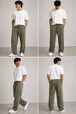 Jack&Jones Relaxed Fit Wide Leg Trouser - Olive