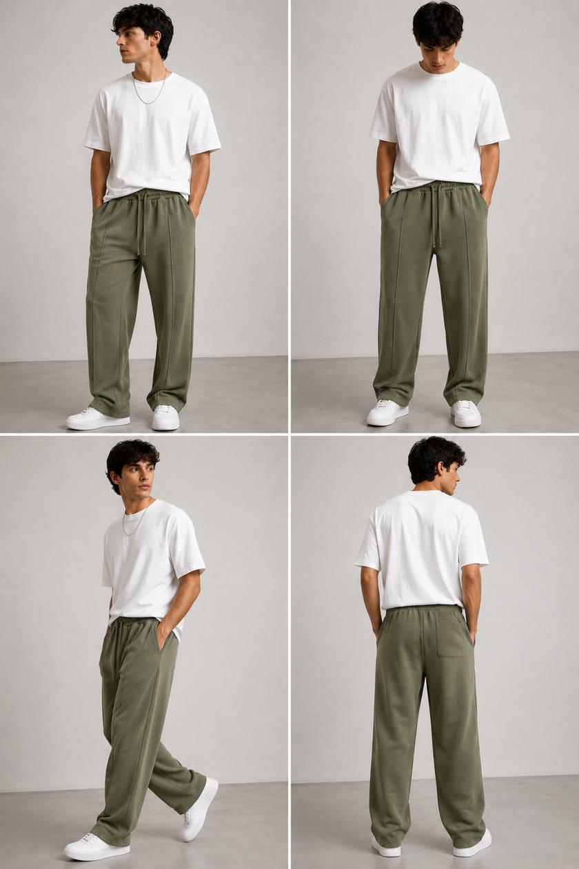 Jack&Jones Relaxed Fit Wide Leg Trouser - Olive