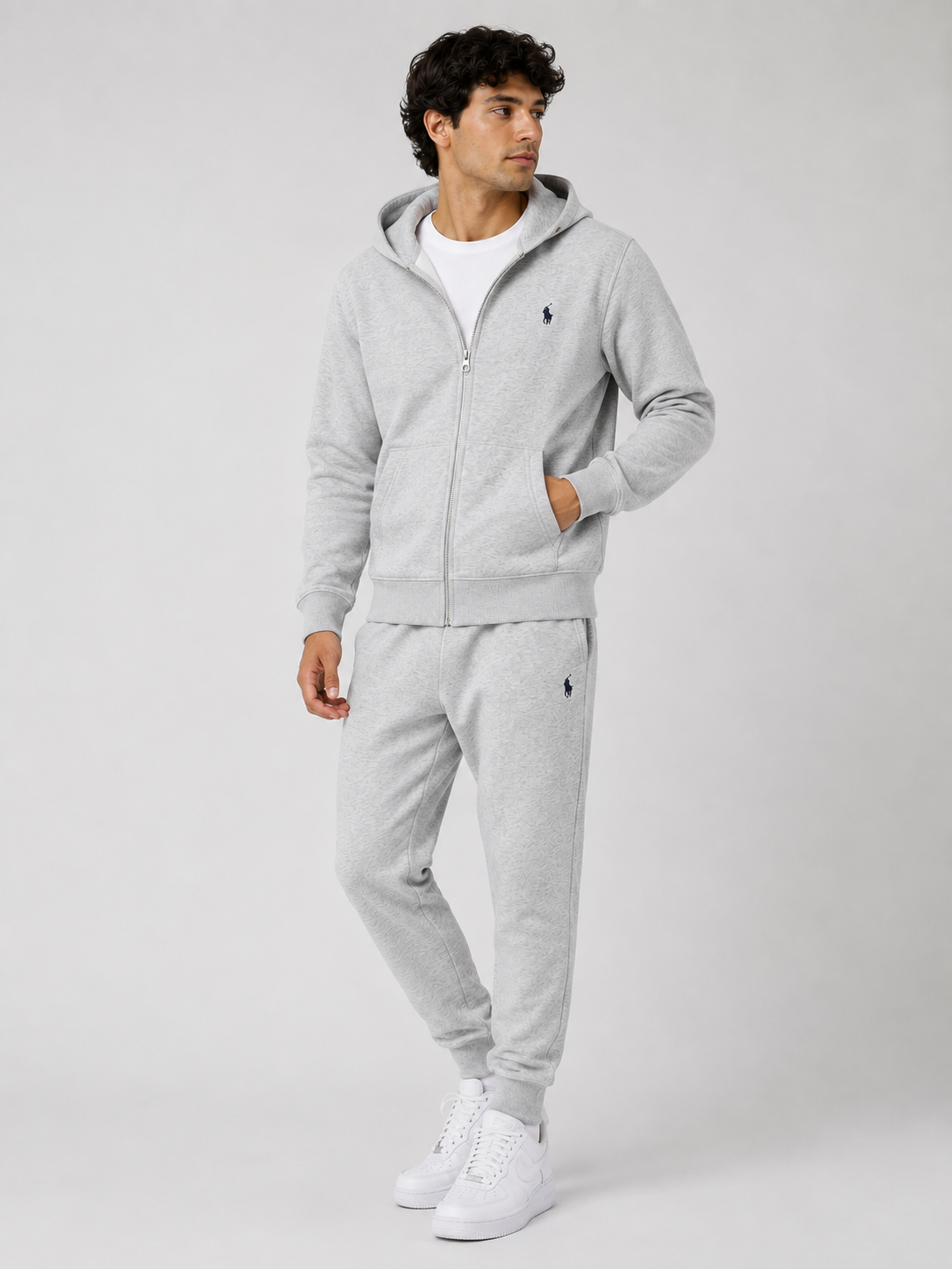 Polo Zipper Hood Tracksuit - Gray
