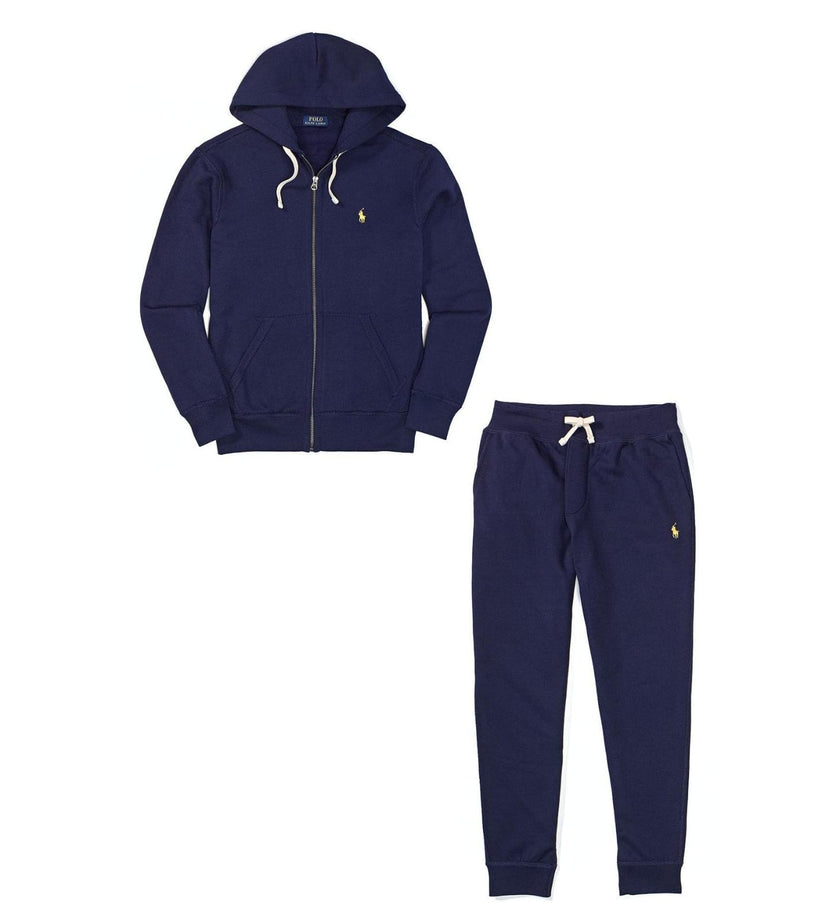 Polo Tracksuit With Zipper Hoodie - Navy