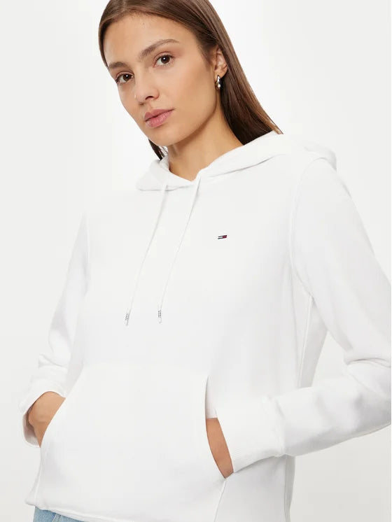 Tommy Flag Logo Women's Pullover Hoodie - White