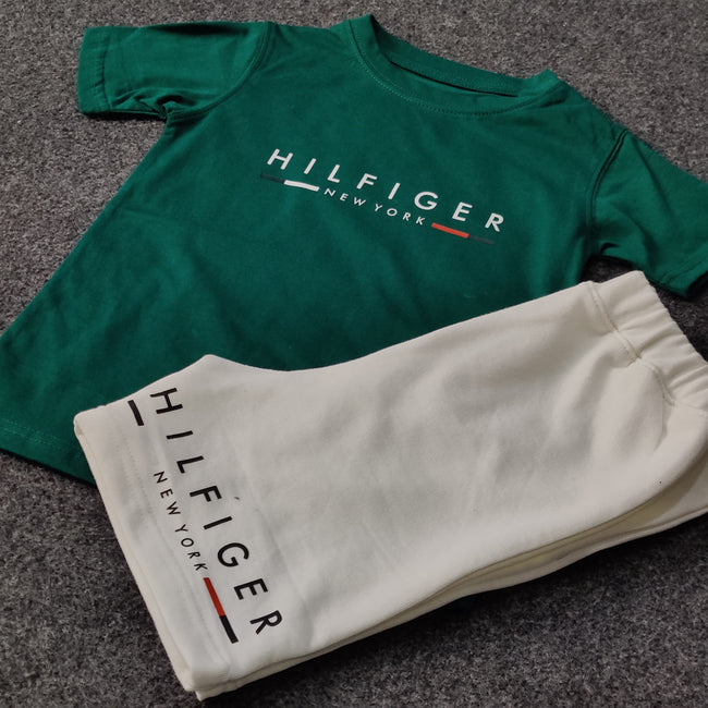 Kids Hilifiger Signature Short Set - Green/White - Brand Store