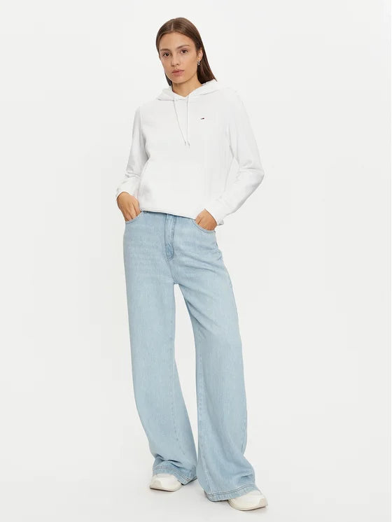 Tommy Flag Logo Women's Pullover Hoodie - White