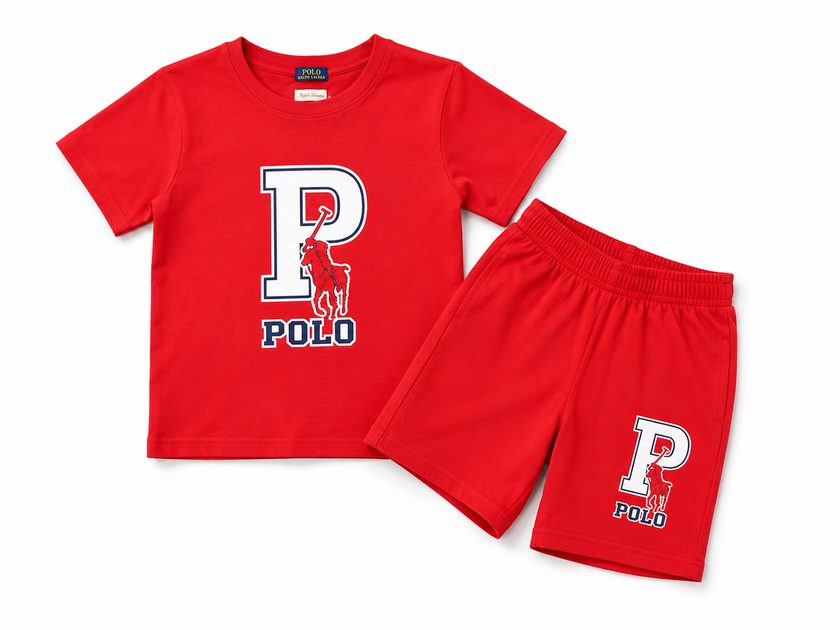 Polo Kids 2 Piece Short Set - Red
