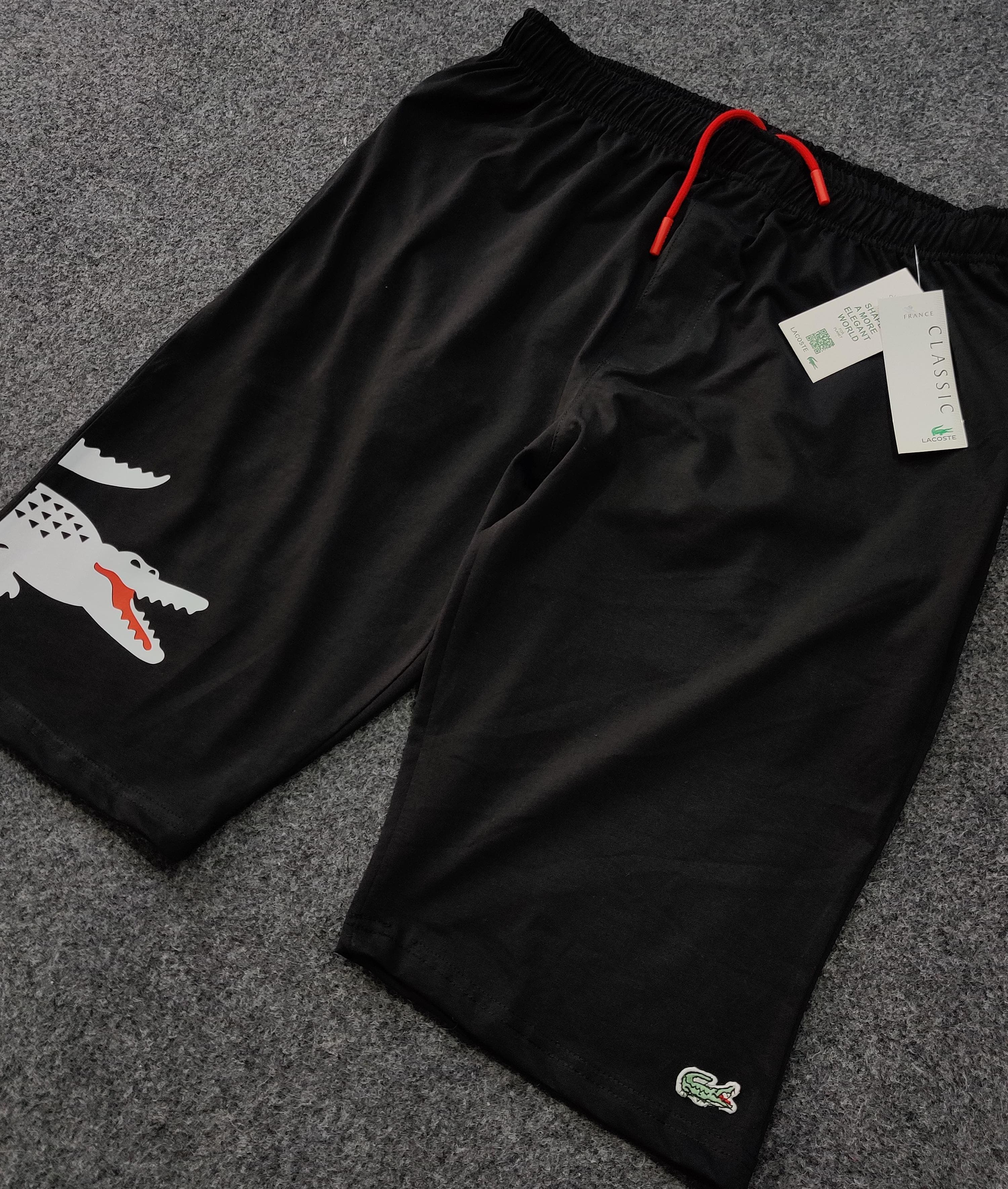 Lacoste Crocodile Printed Shorts - Black - Brand Store