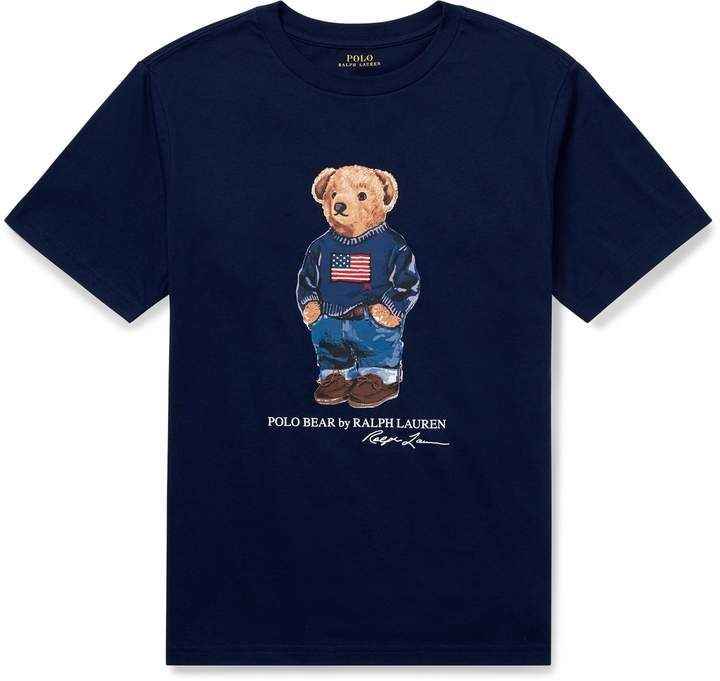 Boys Polo Bear Flag Shirt - Blue
