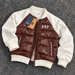 GAP Kids Hybrid Puffer Bomber Jacket - Brown/Cream