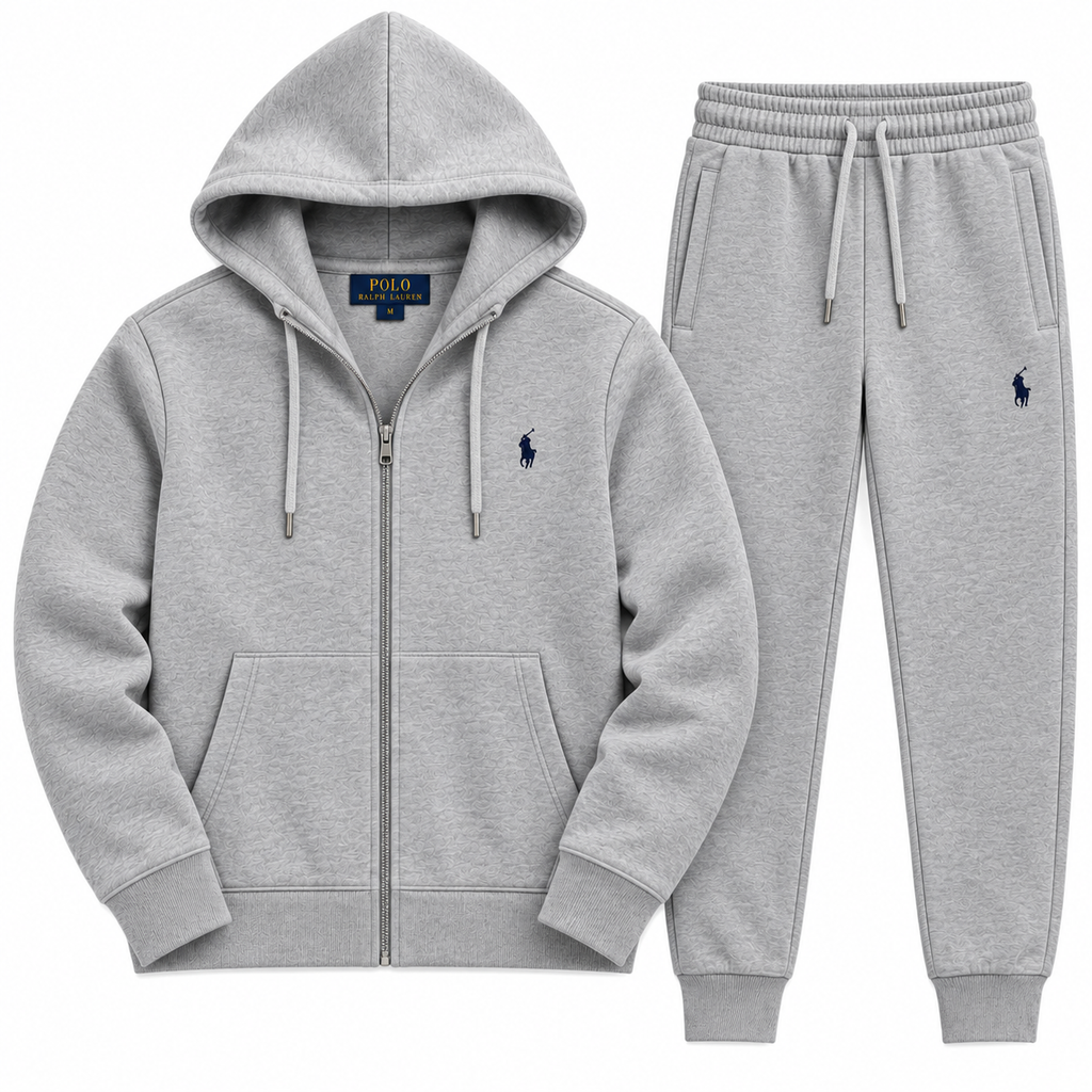 Polo Zipper Hood Tracksuit - Gray