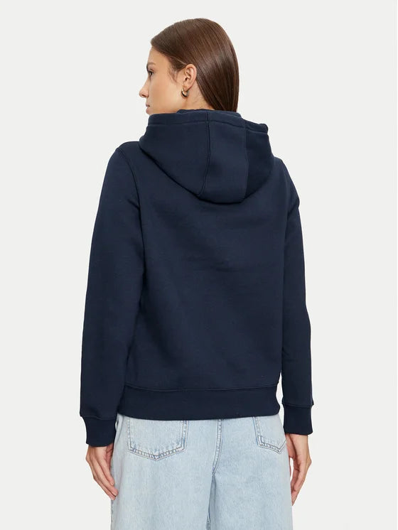 Tommy Flag Logo Women's Pullover Hoodie - Navy Blue
