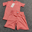 Zara Kids Waffle Knit Shorts-Tee Set - Baby Pink - Brand Store
