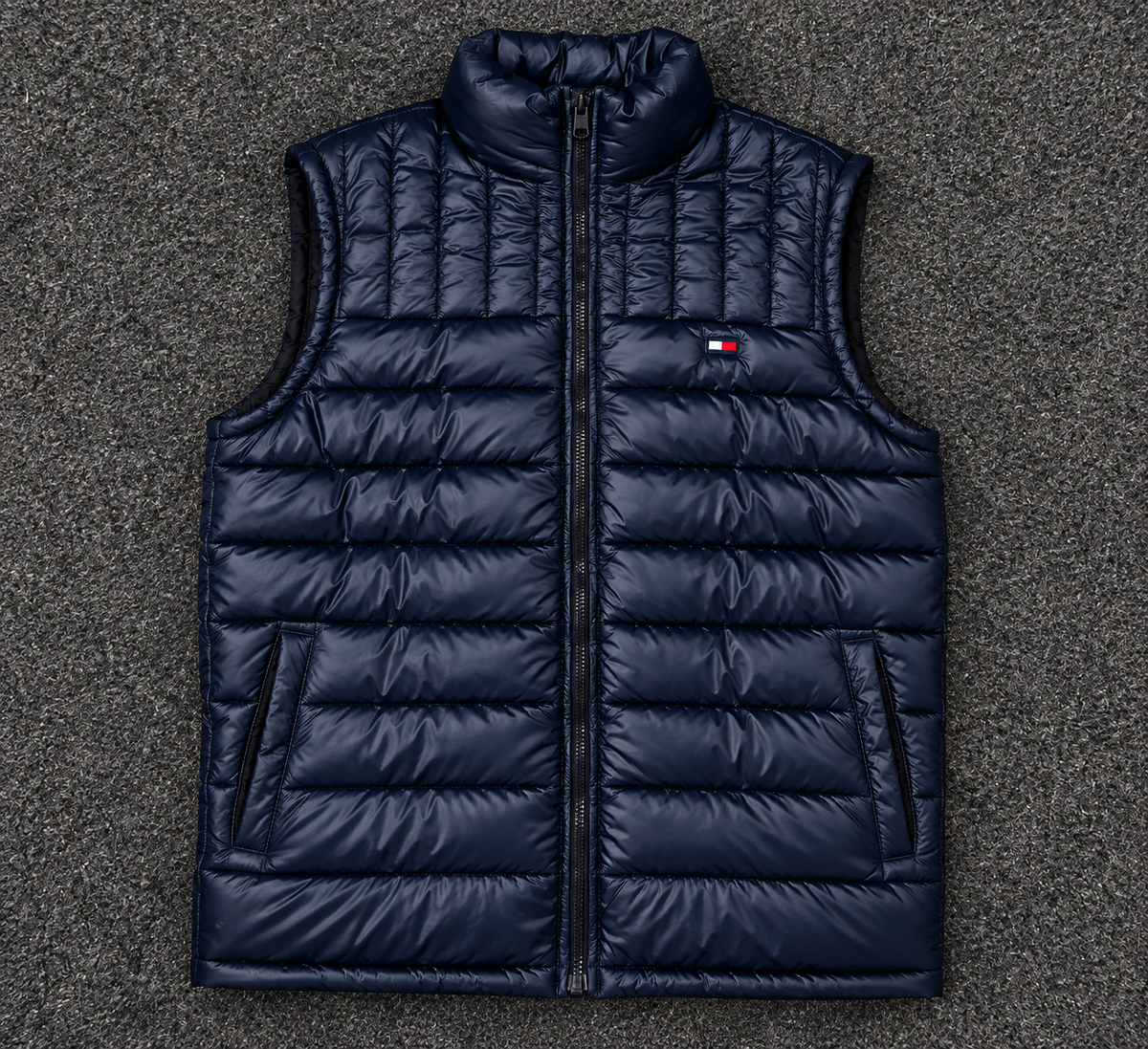 Tommy Sleeveless Puffer Vest - Navy Blue