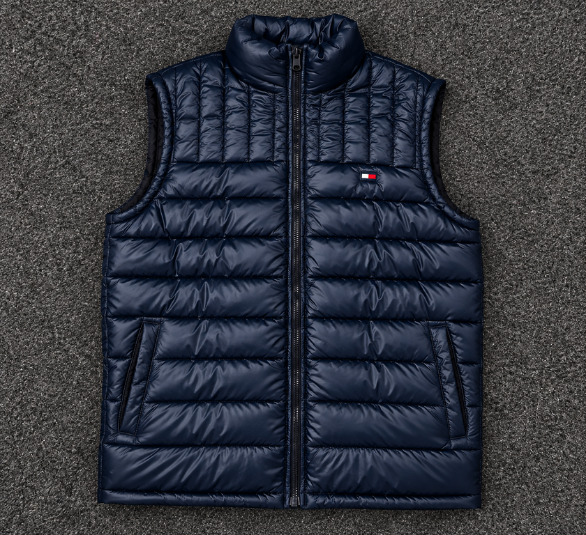 Tommy Sleeveless Puffer Vest - Navy Blue
