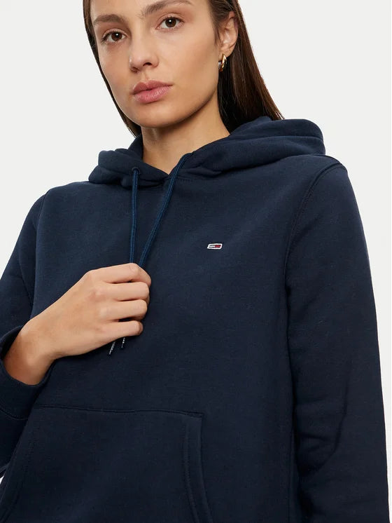 Tommy Flag Logo Women's Pullover Hoodie - Navy Blue
