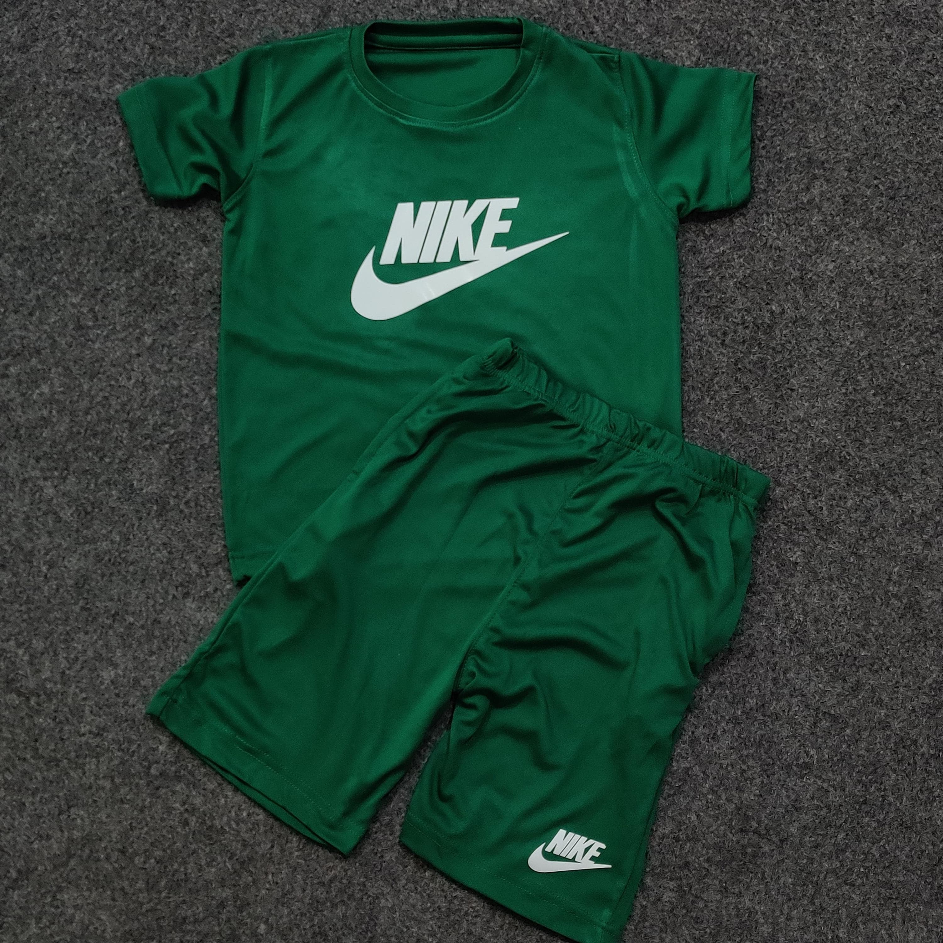Ni-ke  Logo Boys Short Tee Set - Forest Green - Brand Store