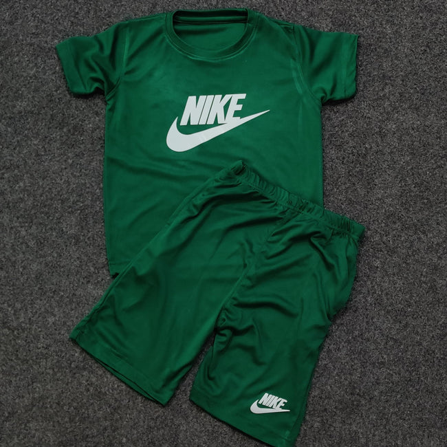 Ni-ke  Logo Boys Short Tee Set - Forest Green - Brand Store