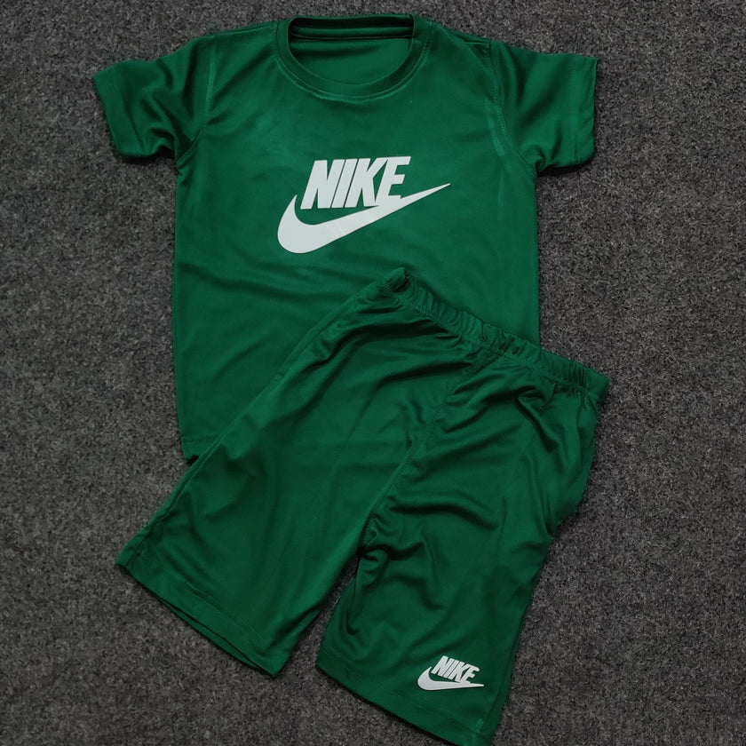 Ni-ke  Logo Boys Short Tee Set - Forest Green - Brand Store