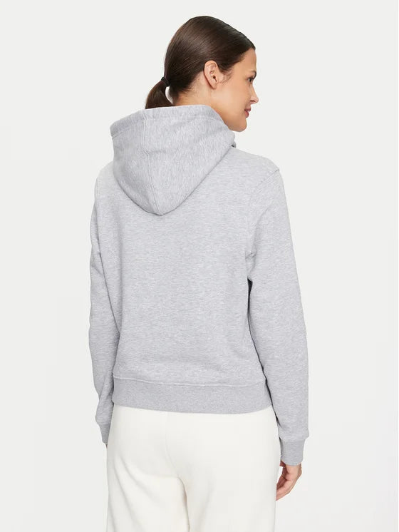 Guess Embroidered Triangle Logo Womens Pullover Hoodie - Grey