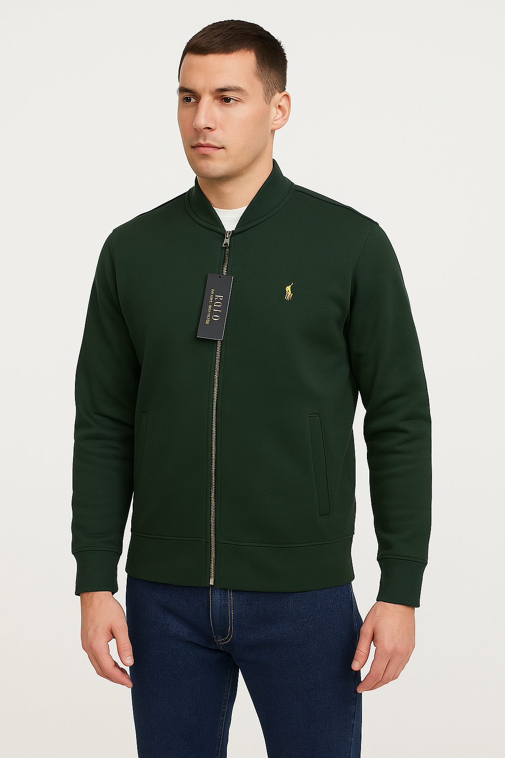 Polo dual side Embroidered Zipper - Green