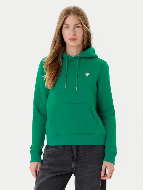 Guess Embroidered Triangle Logo Womens Pullover Hoodie - Forest Green