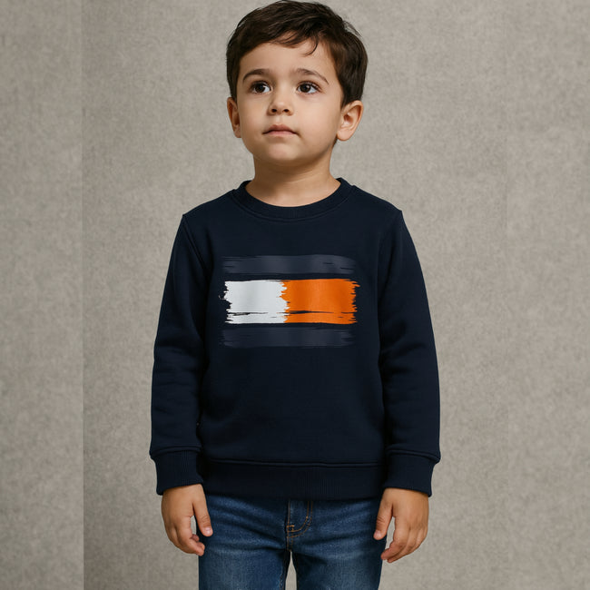 Tommy Flag Print Logo Sweatshirt - Navy Blue