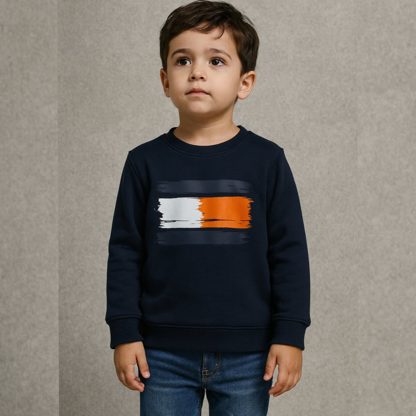 Tommy Flag Print Logo Sweatshirt - Navy Blue