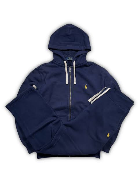 Polo Tracksuit With Zipper Hoodie - Navy