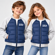 GAP Kids Hybrid Puffer Bomber Jacket - Navy/Gray