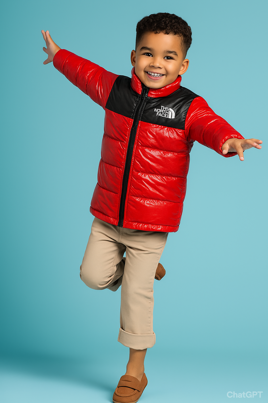 TNF Full Sleeves Kids Puffer - Chillie Red