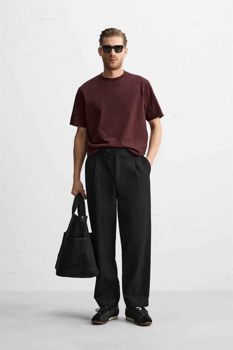 Zara Basic Cotton Tee - Burgendy - Brand Store