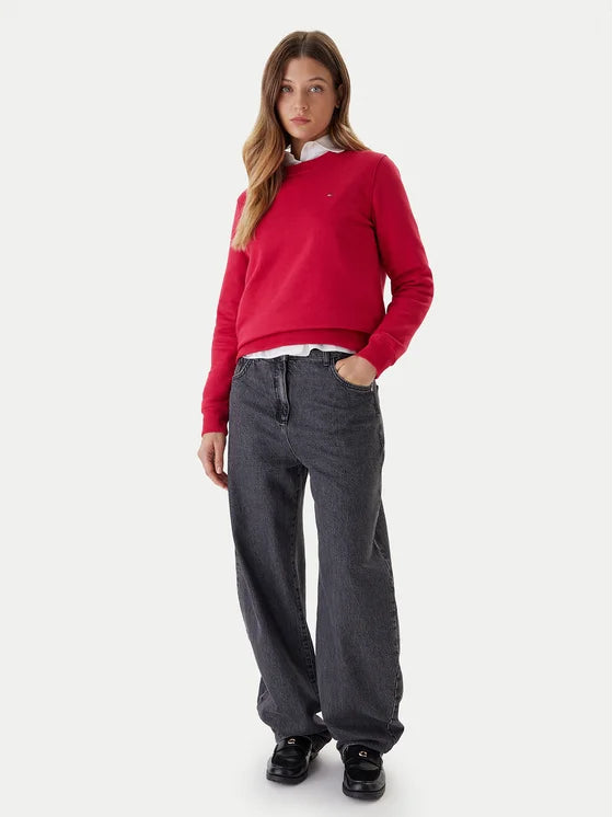 Tommy Flag Logo Women Sweatshirt - Red