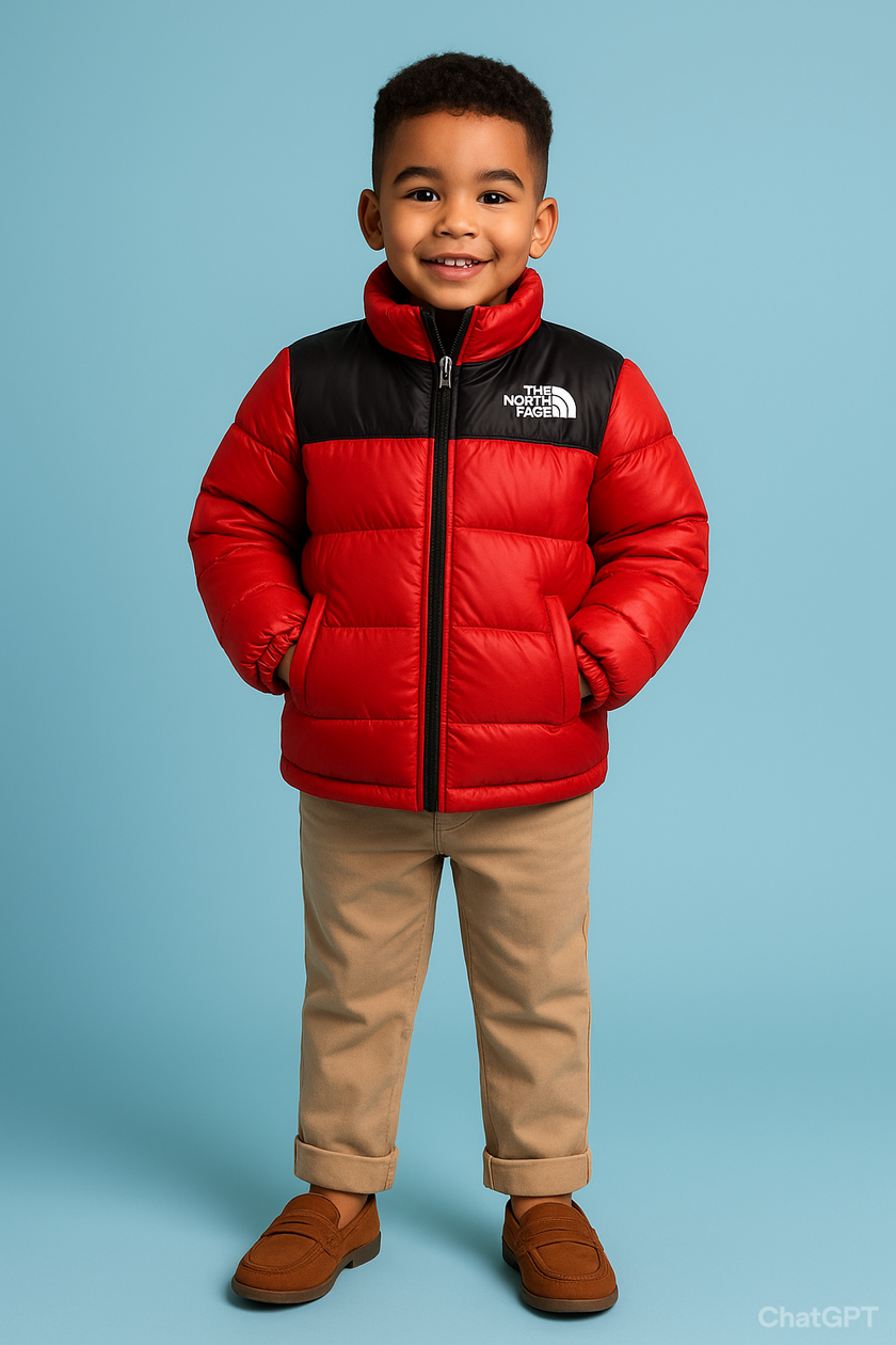 TNF Full Sleeves Kids Puffer - Chillie Red